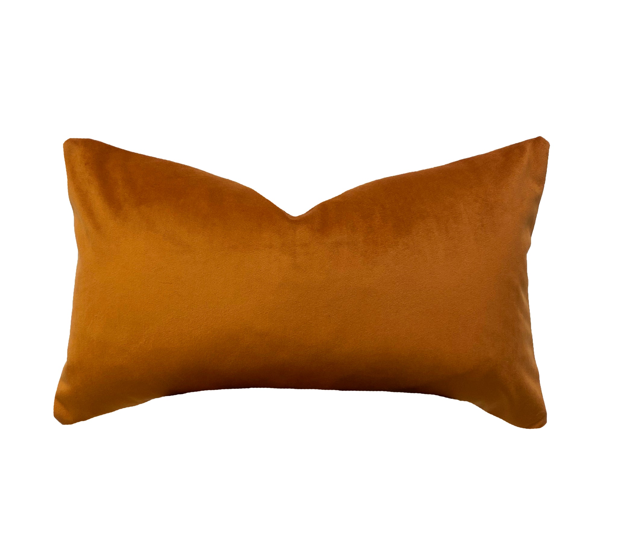 Amber orange velvet rectangle cushion